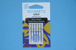 Schmetz Gold Titanium Embroidery Needles 130/705 H-ET Size 75/11