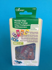 Clover Wonder clips assorted colours (pack of 50)