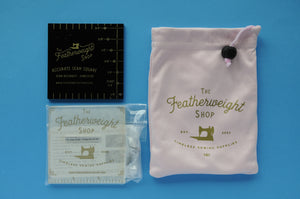 Featherweight Accurate Seam Guide, Clear Seam Square, and Pink Pocket Bag