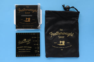 Featherweight Black Accurate Seam Guide, Black Seam Square, and Black Pocket Bag