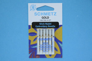 Schmetz Gold Titanium Embroidery Needles 130/705 H-ET Size 90/14